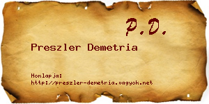 Preszler Demetria névjegykártya
